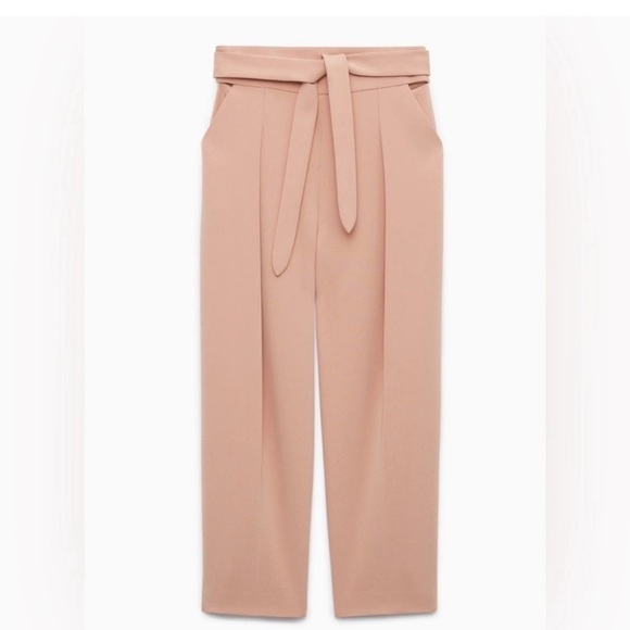 Aritzia Wilfred Feuille Pants Front Tie Belted Wide Leg High Rise Waist - Picture 2 of 6